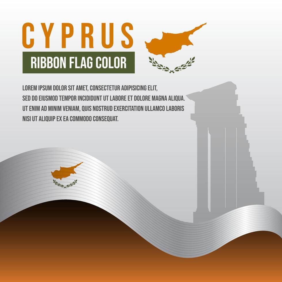 Cyprus ribbon flag with Archaic cypriot silhouette and decoration vector