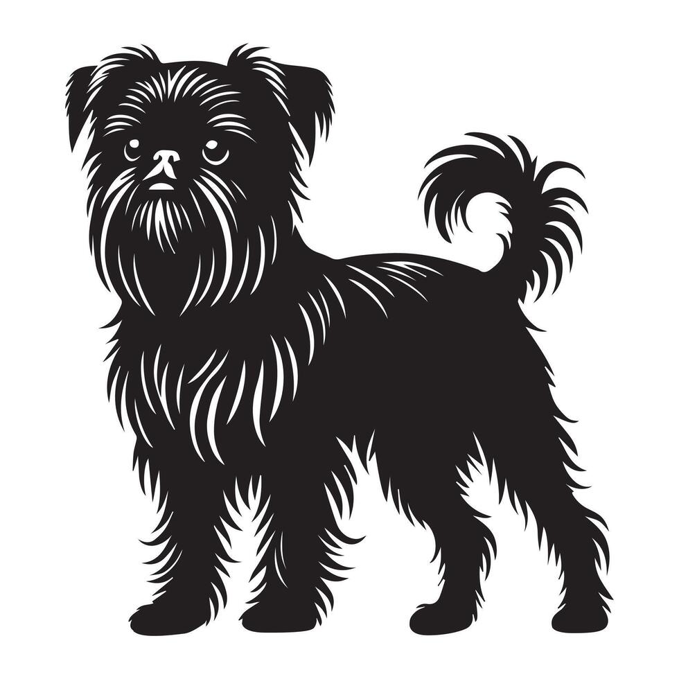 Brussels Griffon dog silhouette Design, Dog Clipart illustration in black and white vector