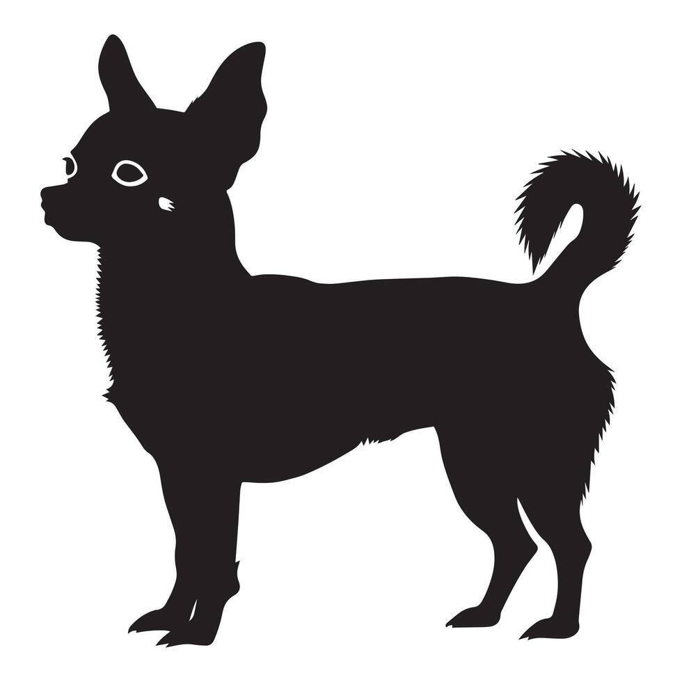 Chihuahua dog silhouette Design, Dog Clipart illustration in black and white vector
