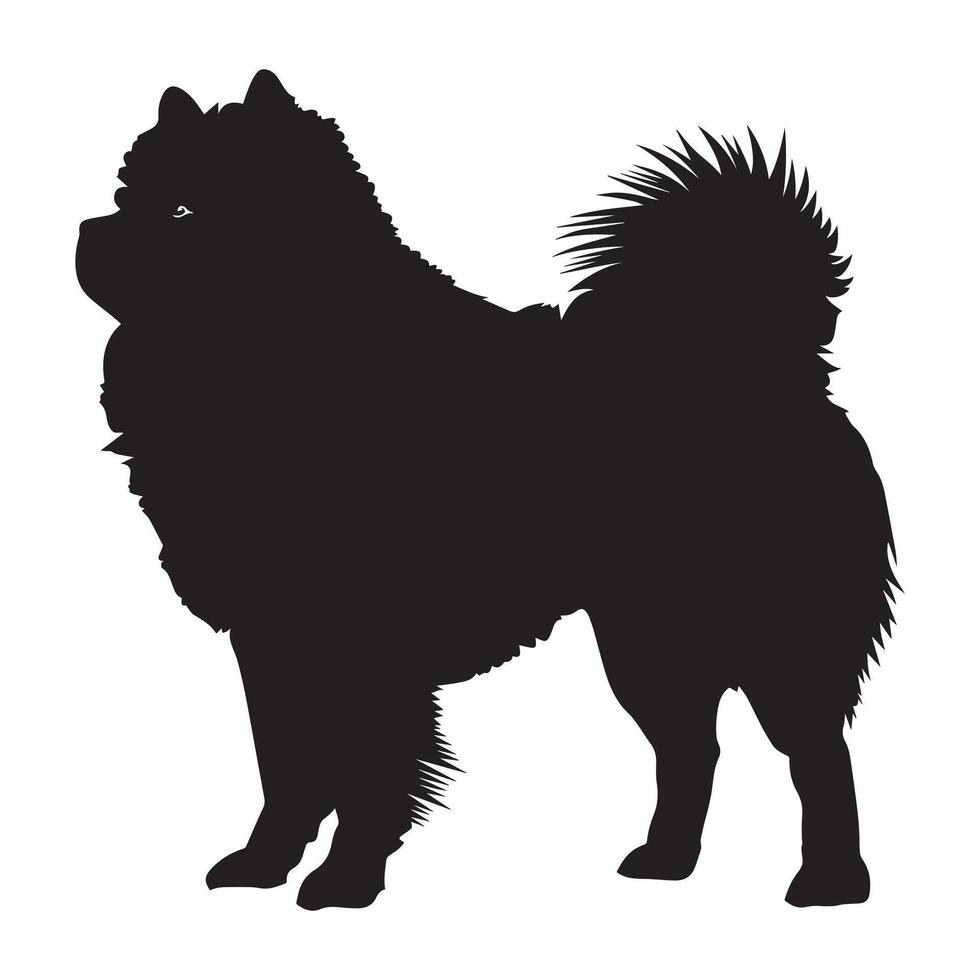 Chow Chow dog silhouette Design, Dog Clipart illustration in black and white vector