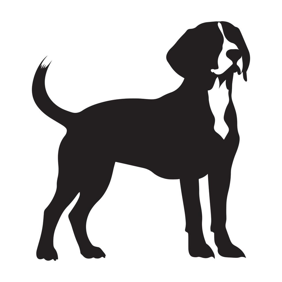 Beagle dog silhouette Design, Dog Clipart illustration in black and white vector
