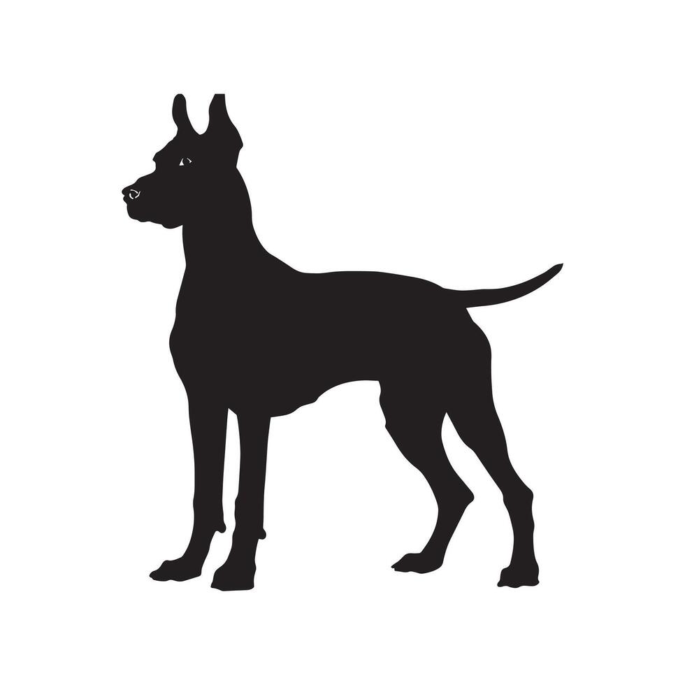 Dobermann dog silhouette Design, Dog Clipart illustration in black and white vector
