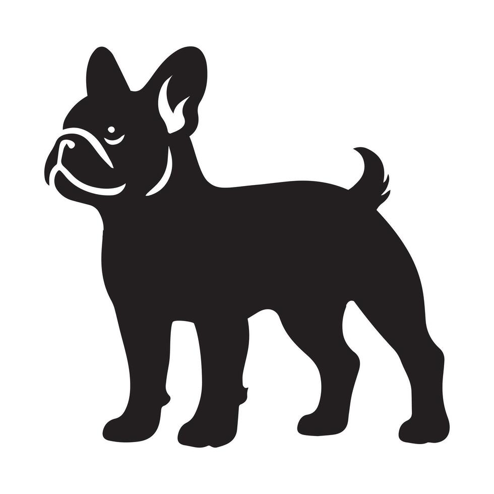 French Bulldog dog silhouette Design, Dog Clipart illustration in black and white vector