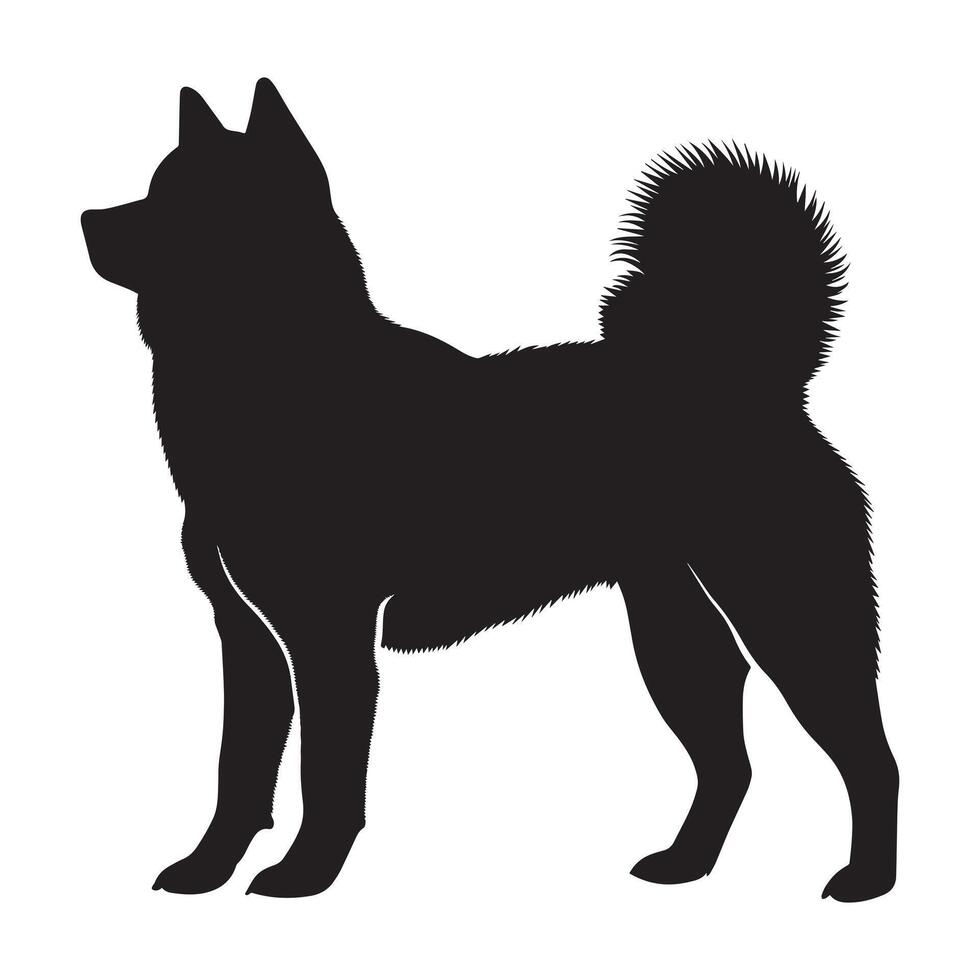 Akita dog silhouette Design, Dog Clipart illustration in black and white vector