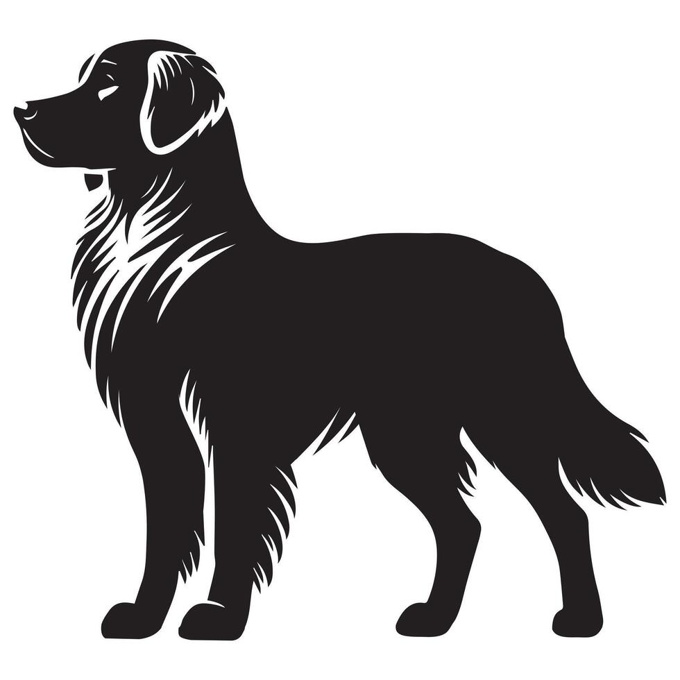 Golden Retriever dog silhouette Design, Dog Clipart illustration in black and white vector