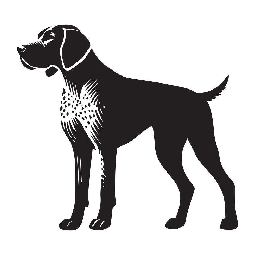 German Shorthaired Pointer dog silhouette Design, Dog Clipart illustration in black and white vector