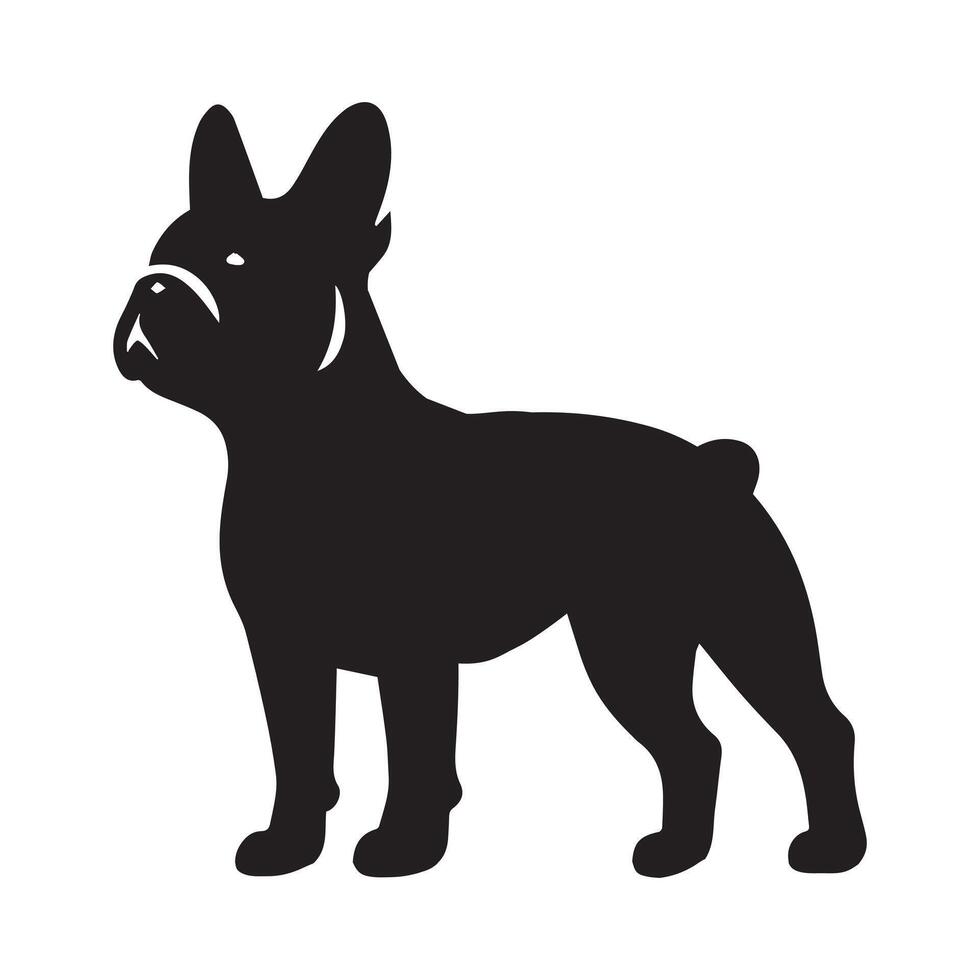French Bulldog dog silhouette Design, Dog Clipart illustration in black and white vector