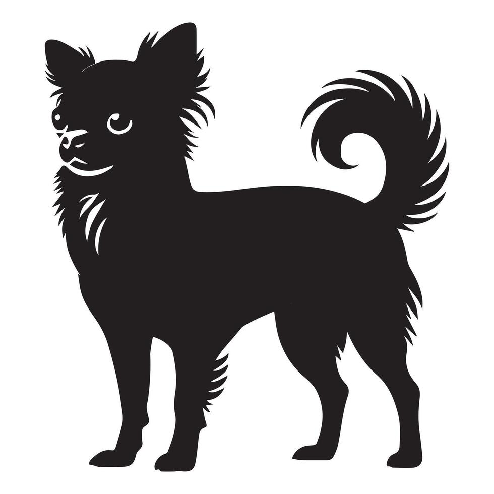 Chihuahua dog silhouette Design, Dog Clipart illustration in black and white vector