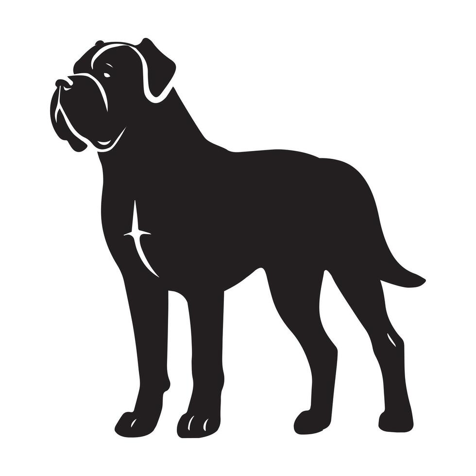 Cane Corso dog silhouette Design, Dog Clipart illustration in black and white vector