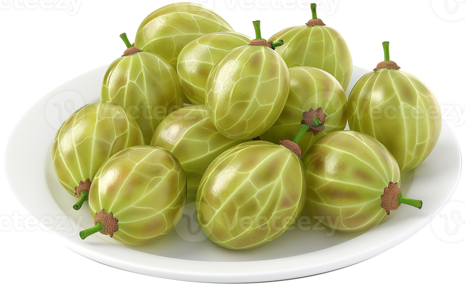 Gooseberries in a plate isolated on a transparent background png