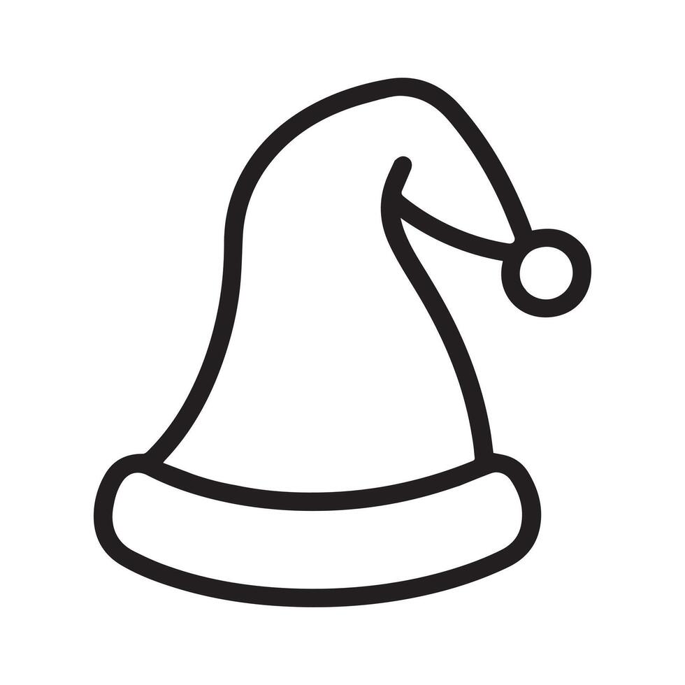 Santa Claus hat Clipart Design, christmas hat Outline illustration in black and white vector
