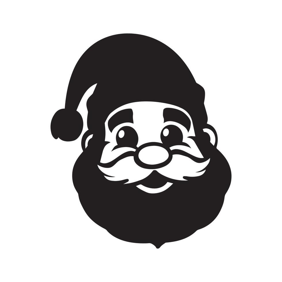 Xmas Santa Claus face Design, Santa Claus isolated illustration in black and white vector