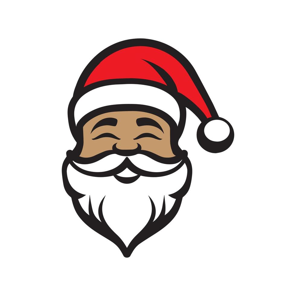 Xmas Santa Claus face Design, Santa Claus isolated illustration in black and white vector
