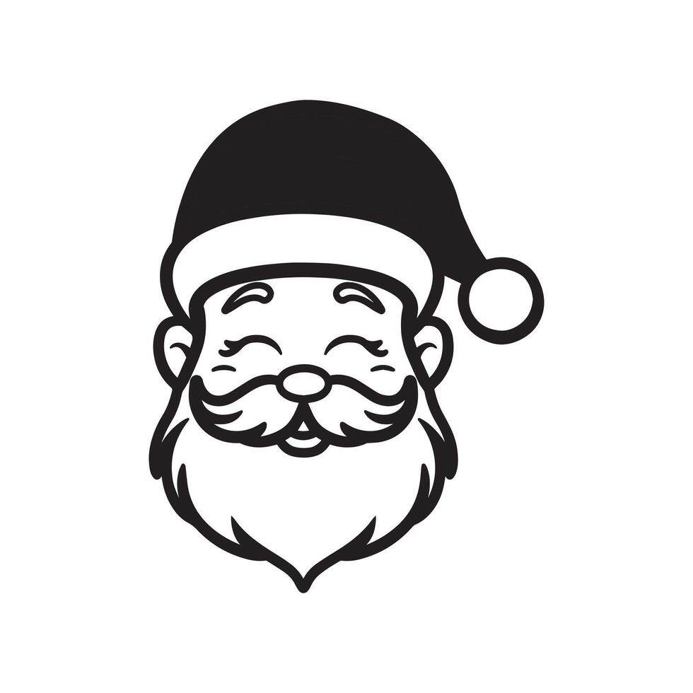 Xmas Santa Claus face Design, Santa Claus isolated illustration in black and white vector