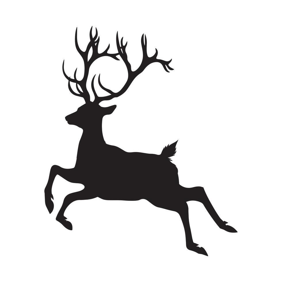 Christmas Reindeer silhouette Design, Reindeer animal illustration in black and white vector