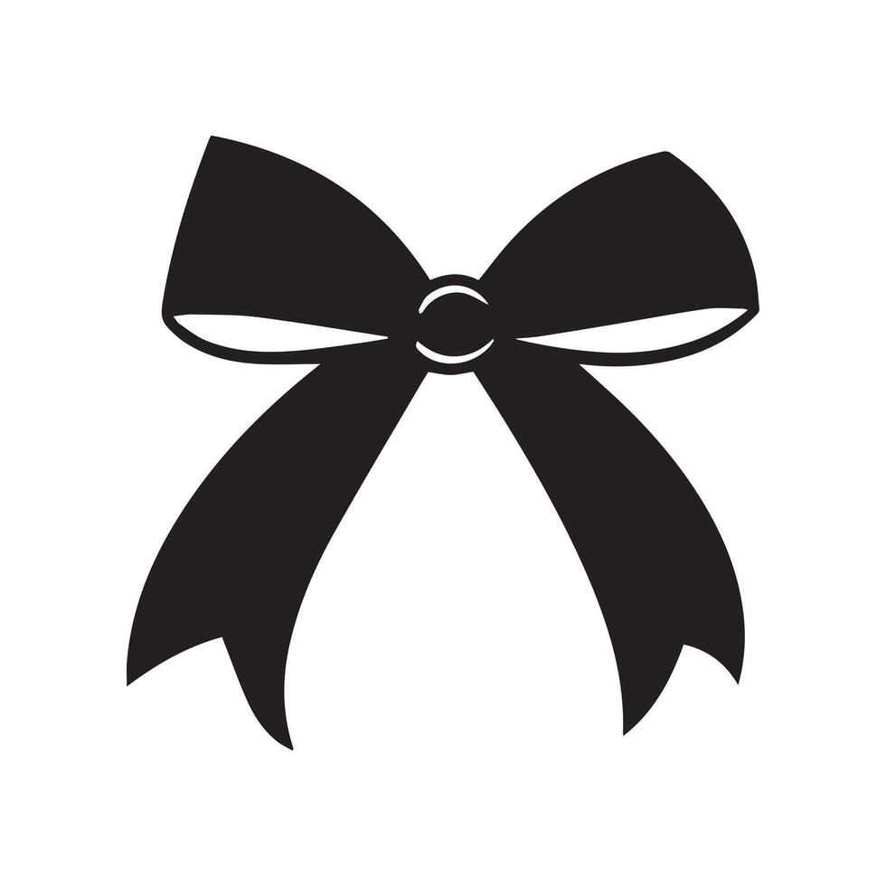 Christmas Bows silhouette Design, Christmas Bows Outline illustration in black and white vector