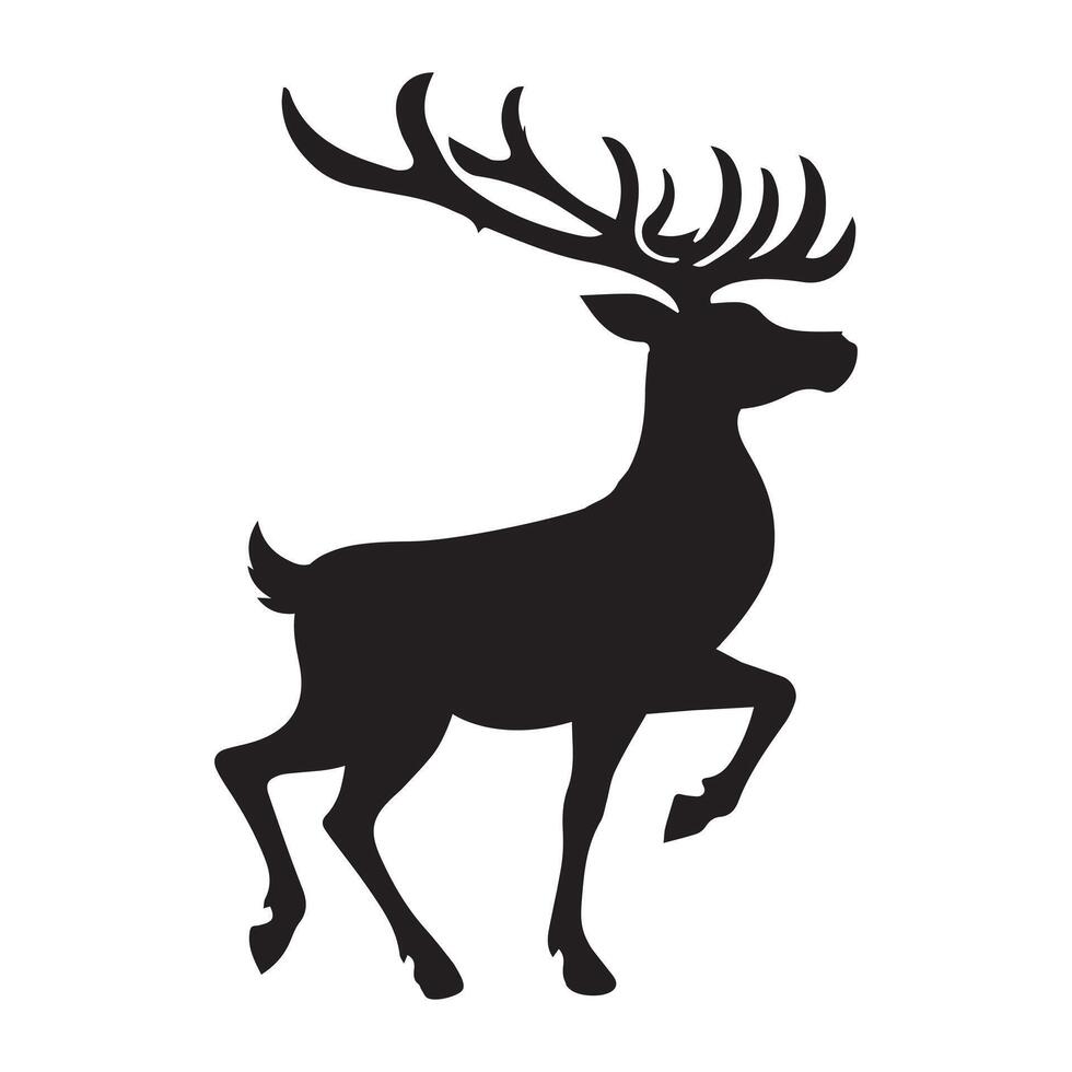 Christmas Reindeer silhouette Design, Reindeer animal illustration in black and white vector