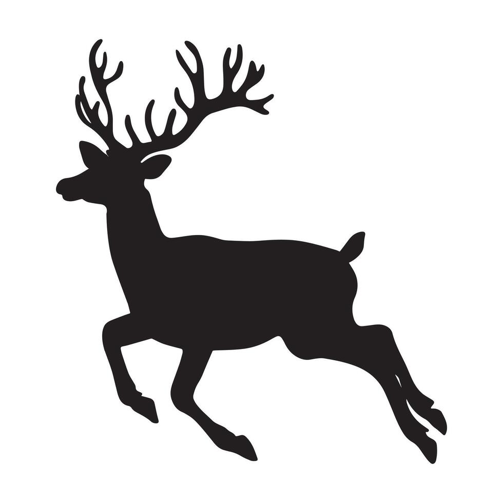 Christmas Reindeer silhouette Design, Reindeer animal illustration in black and white vector