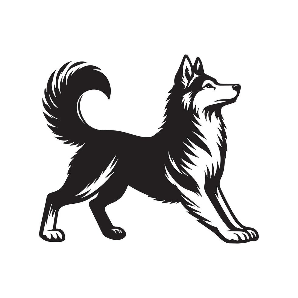Wolf silhouette Design - A Wolf Play bow illustration in black and white vector