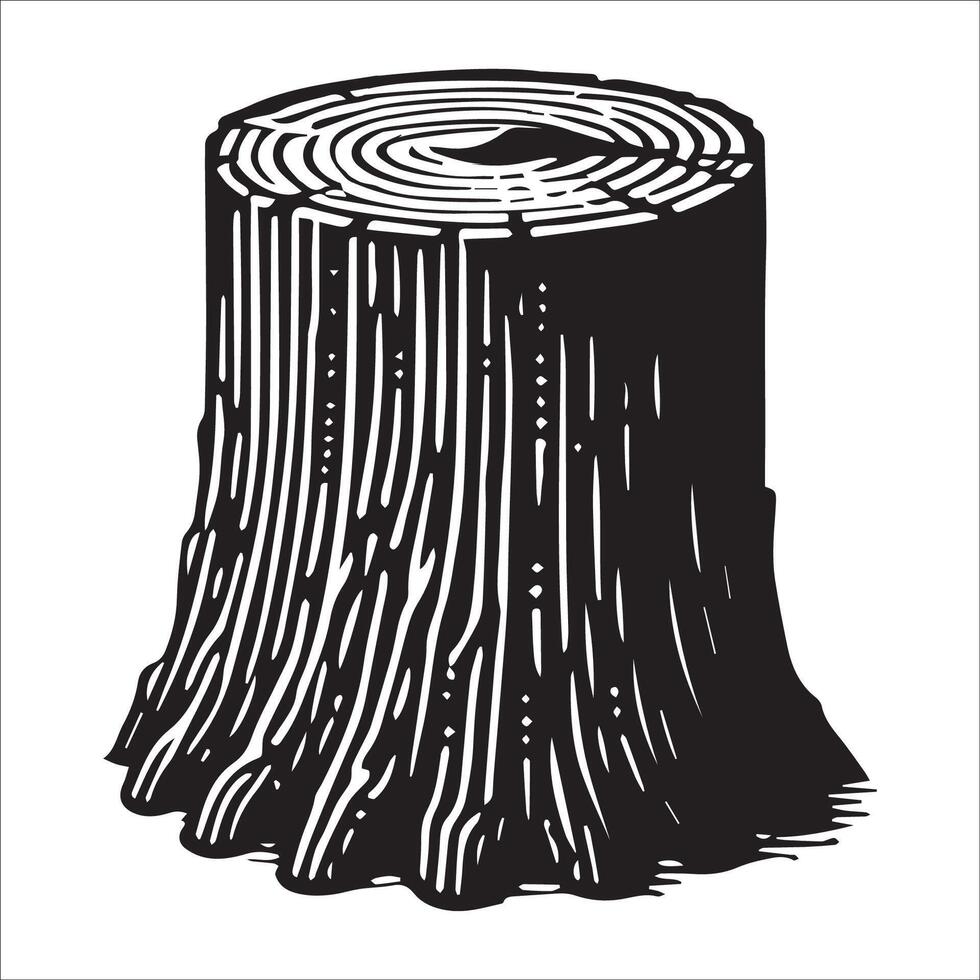 Tree Stump Silhouette, Tree Stump Clipart illustration in black and white vector