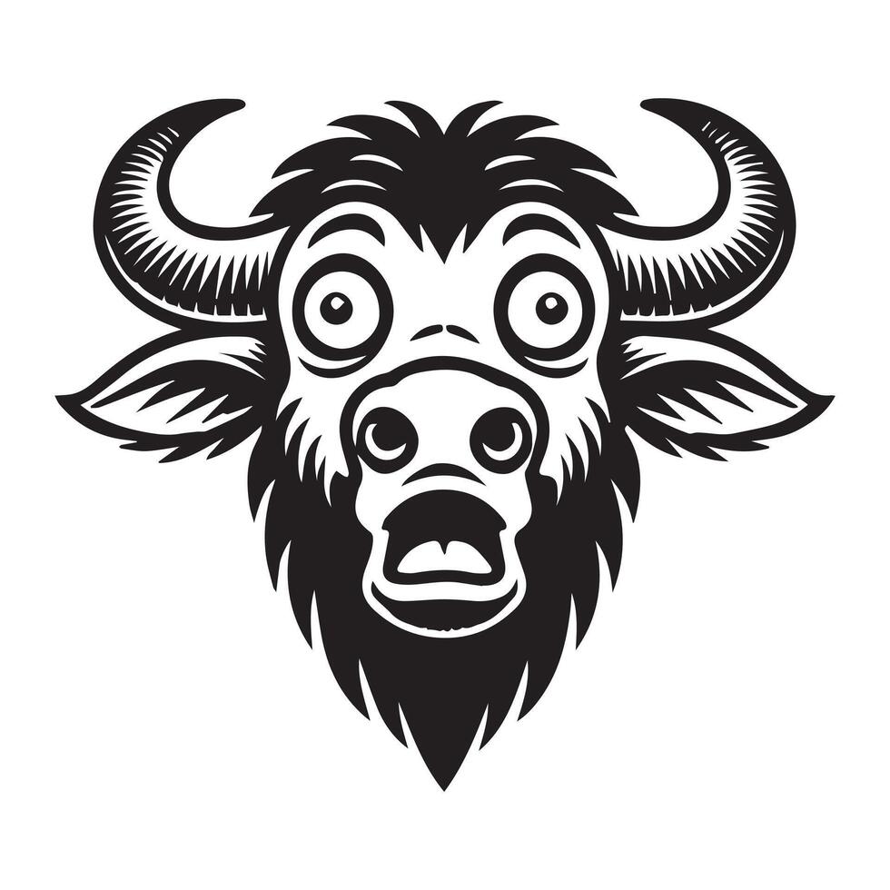 American bison Face Logo, American buffalo Clipart, buffalo illustration in black and white vector