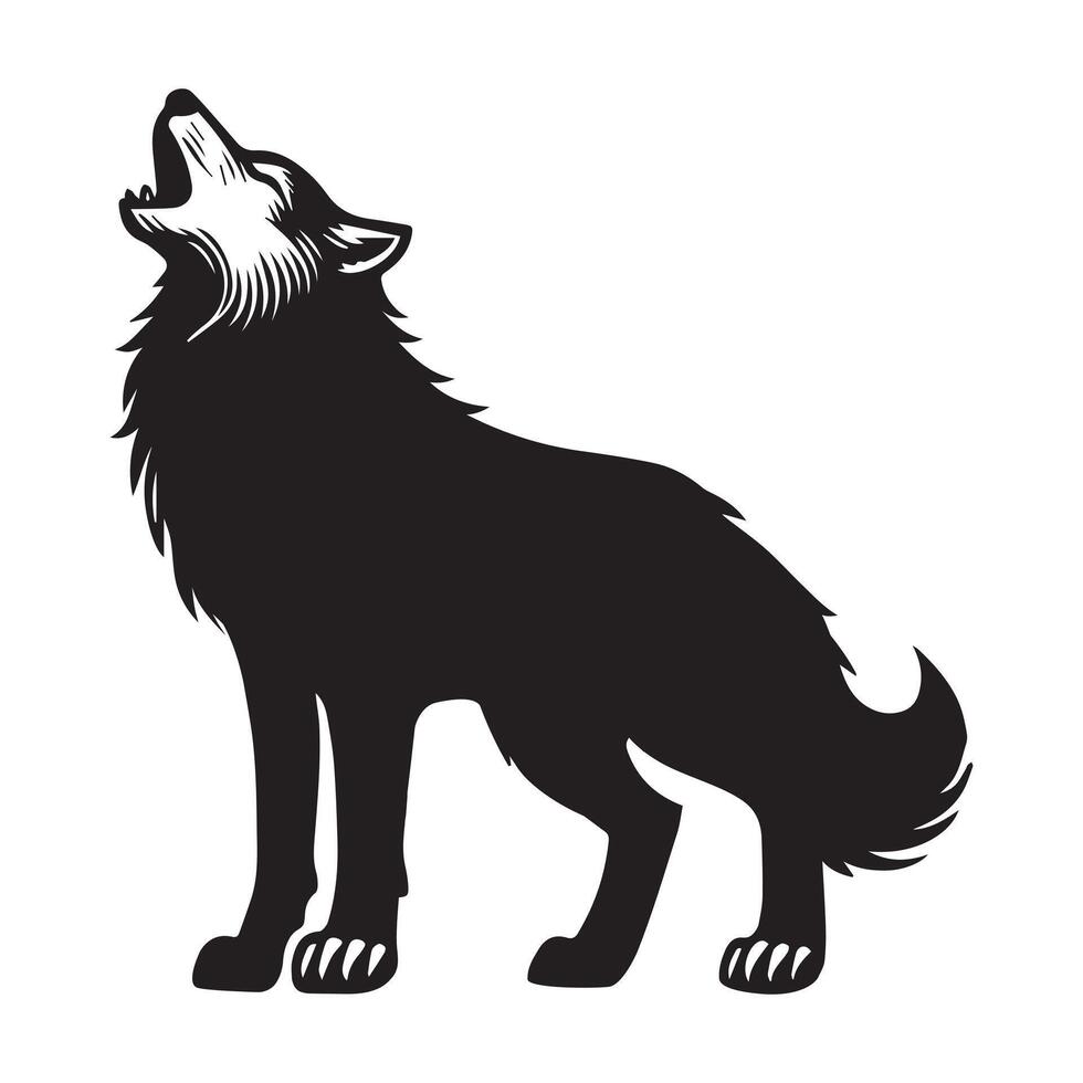 Wolf silhouette Design - A Wolf Howling illustration in black and white vector