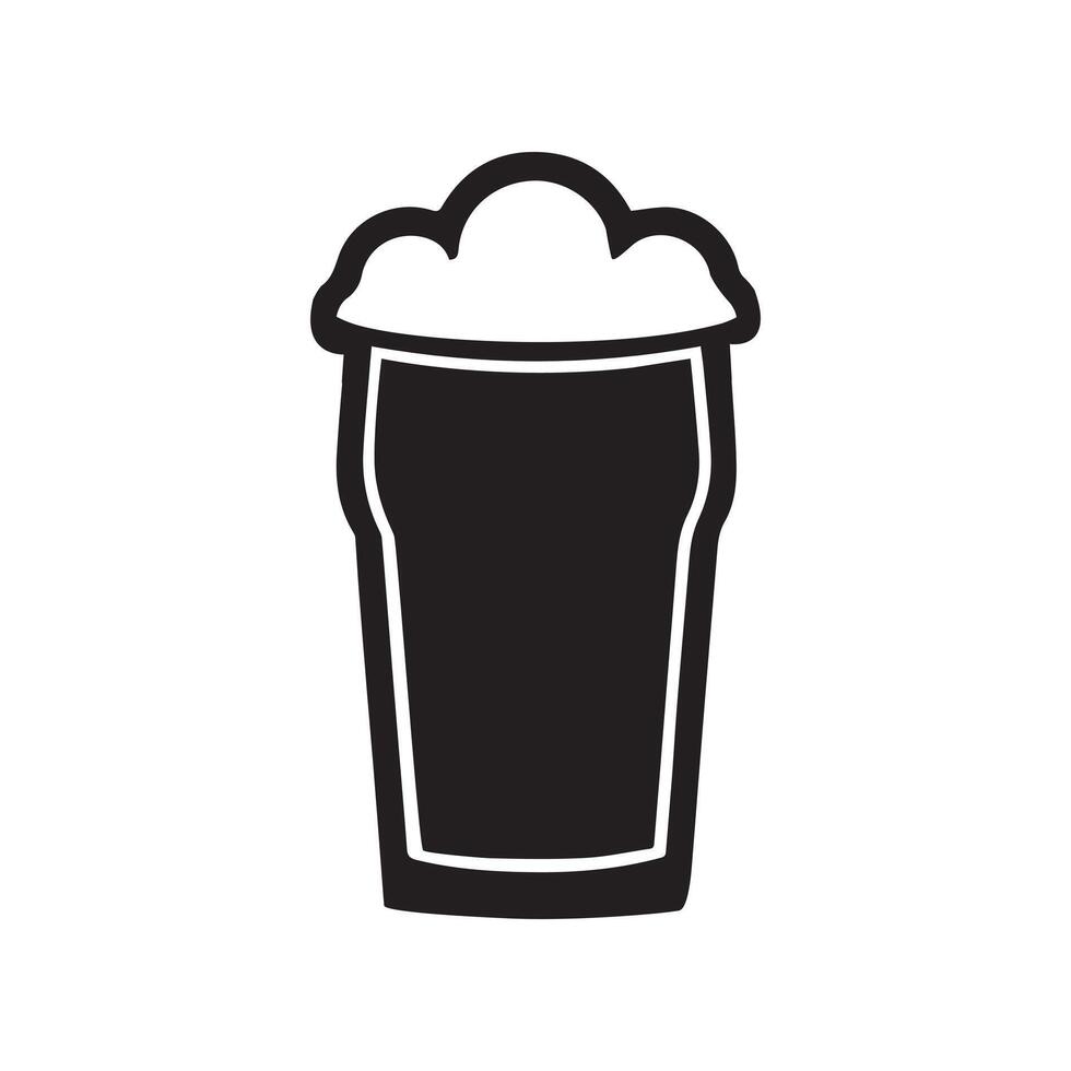 Beer Pint Glass Outline - Drinking Beer Clipart - beer bottle silhouette illustration in black and white vector