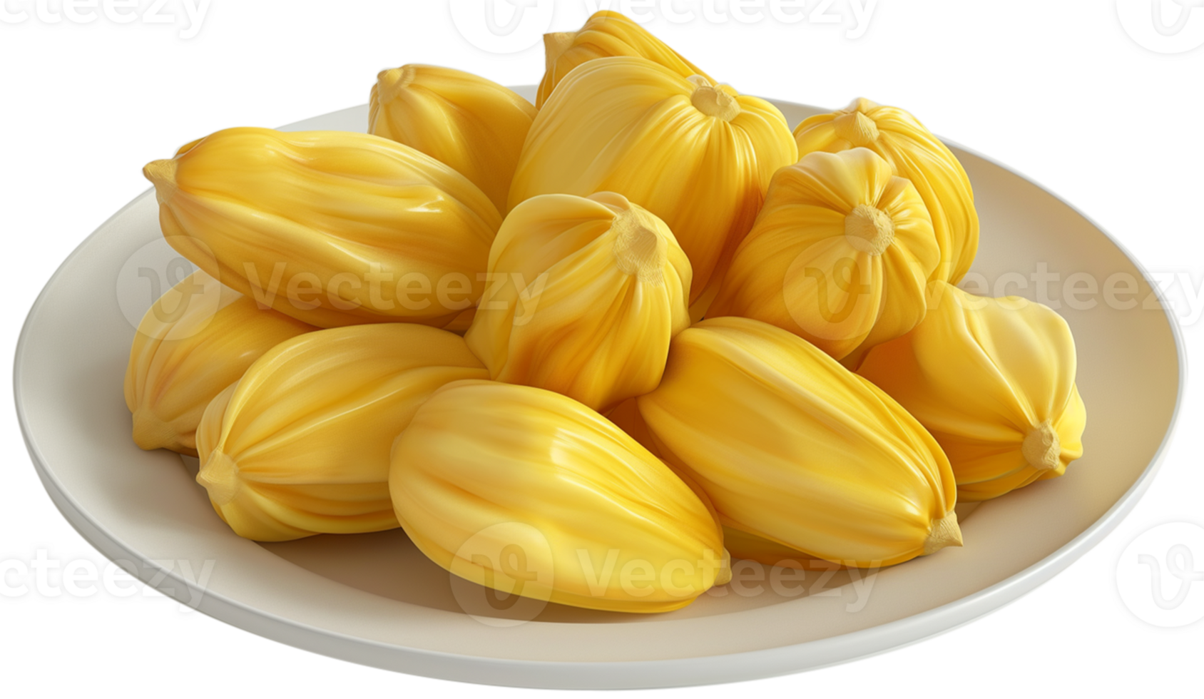 Jackfruit fruit illustration - fresh jackfruits in white plate isolated on a transparent background png