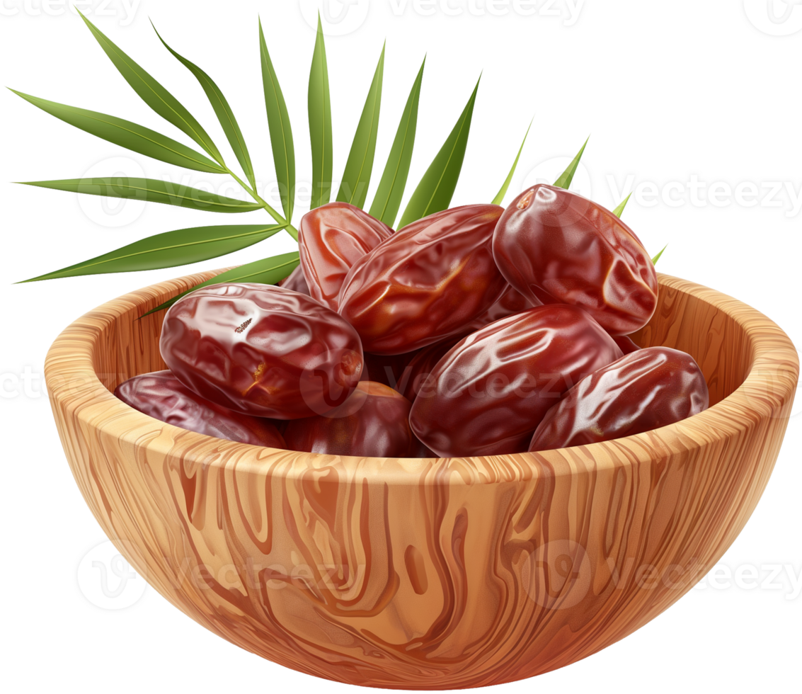 A fresh Dates fruit With Leaf isolated on a transparent background png