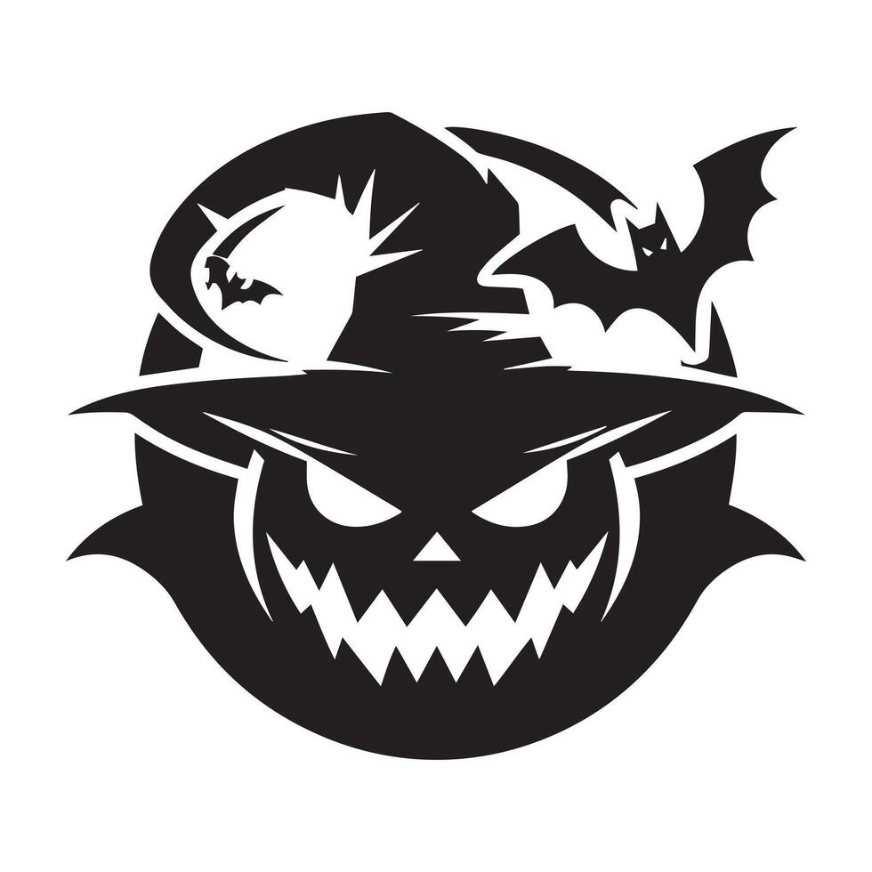 Halloween graphic with the spooky pumpkins' black silhouette art. vector