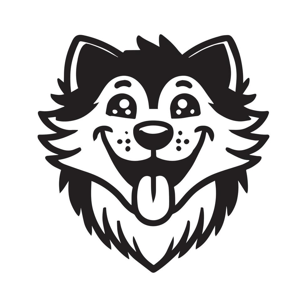 Wolf Face Logo - Gray wolf Outline - Grey wolf Head Clipart illustration in black and white vector