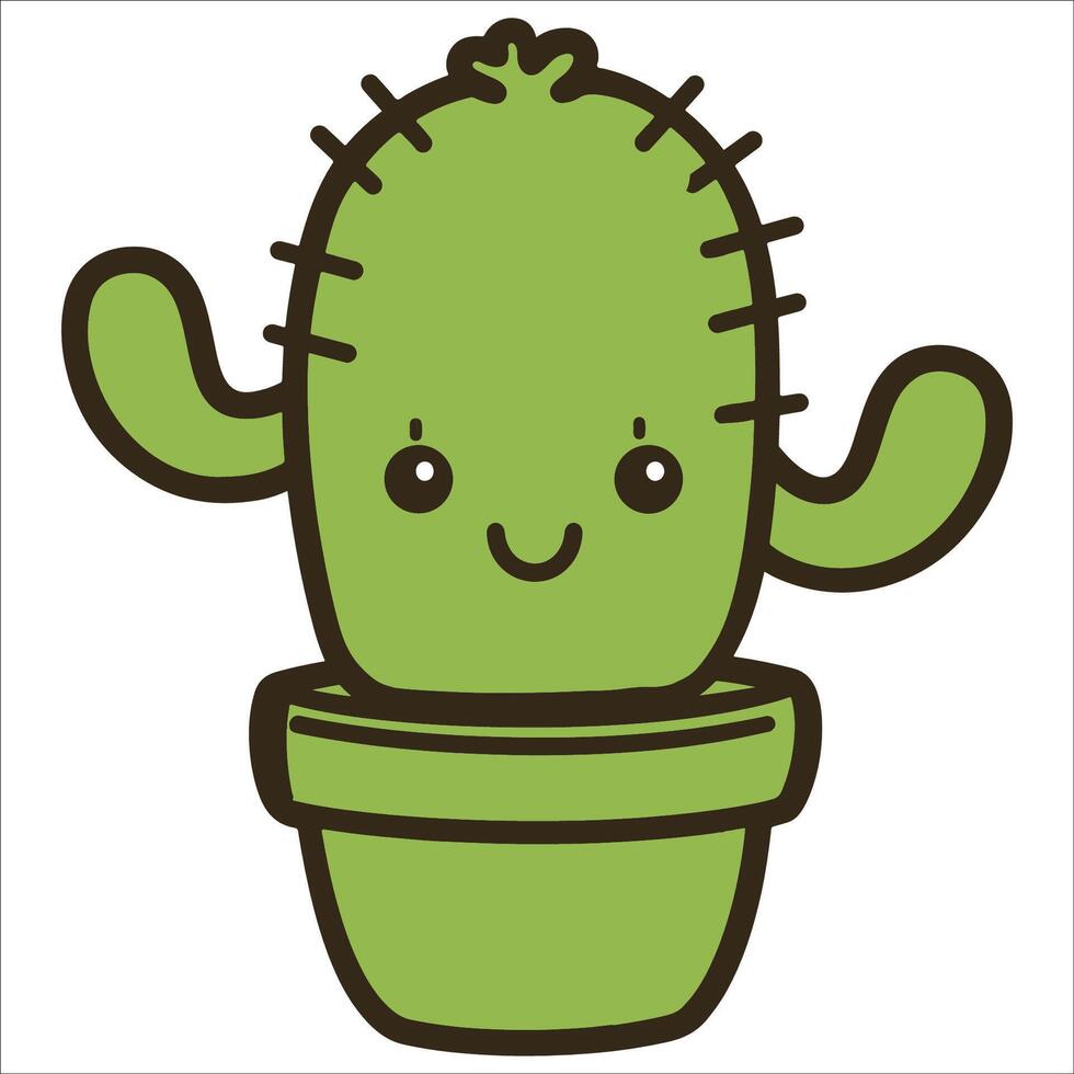 Cute kawaii Cactus illustration - Cactus isolated on a White background vector