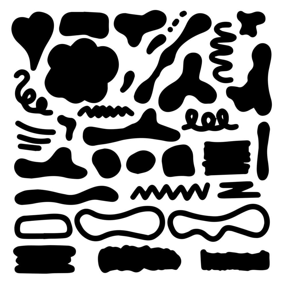 Abstract black ink blot background and other shape element. illustration. for cards and flyers design vector