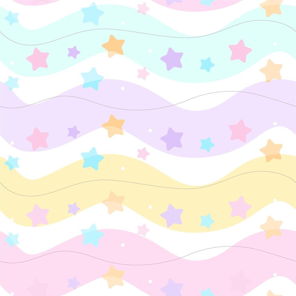 cool pastel wave with stars seamless background vector
