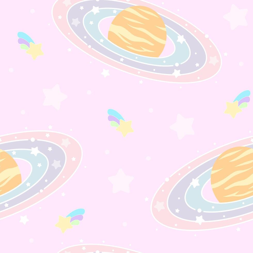 adorable planet or galaxy pastel color seamless background vector
