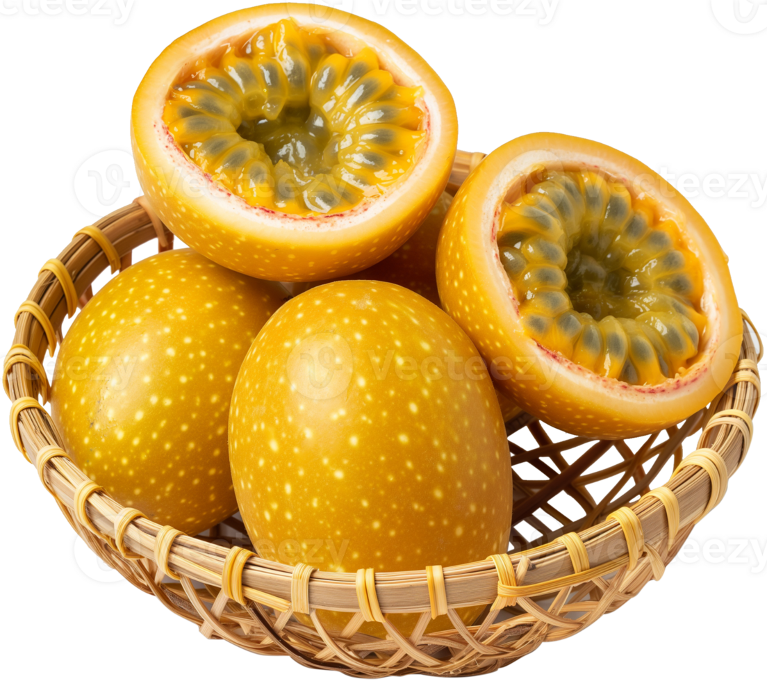 Passion fruit in a basket isolated illustration on a transparent background png