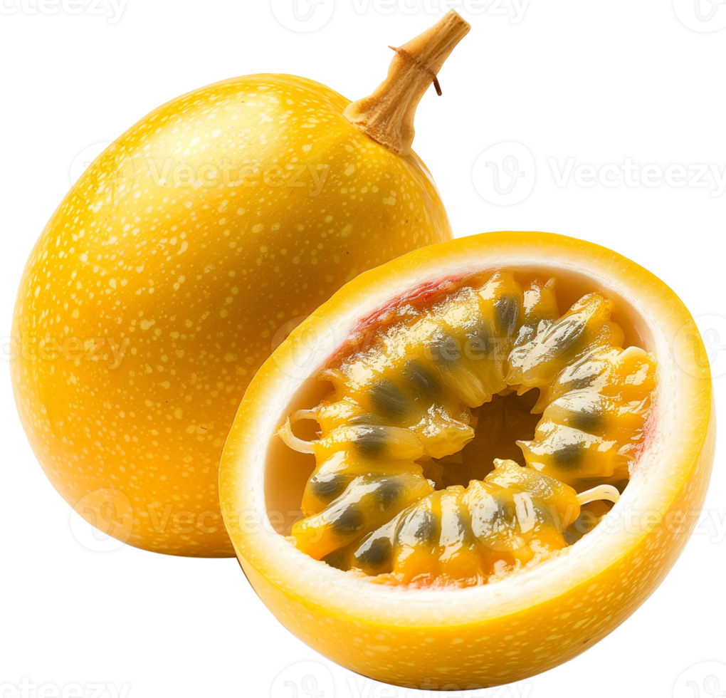 Ripe passion fruit with half cut isolated illustration on a transparent background png