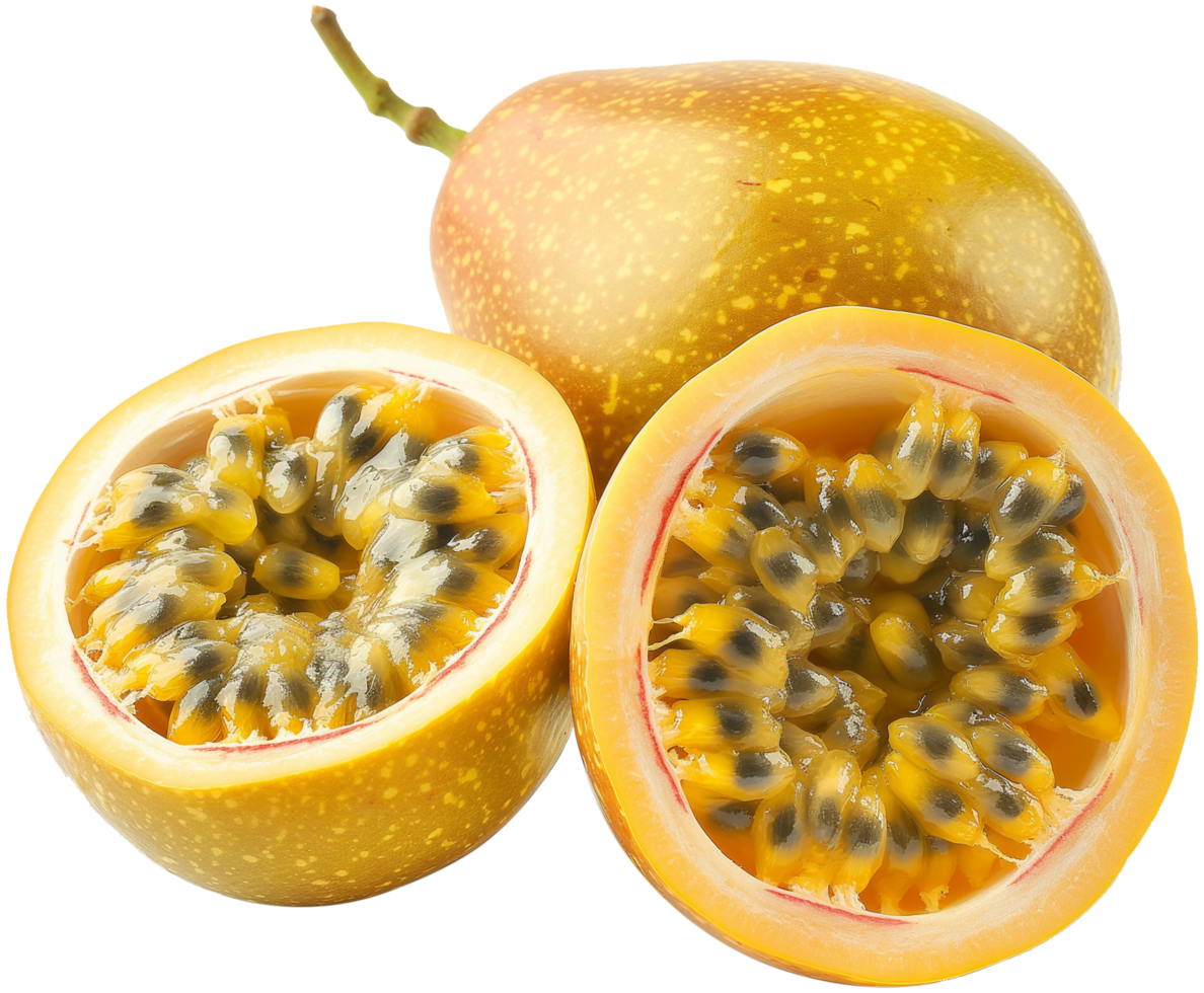 Ripe passion fruit with half cut isolated illustration on a transparent background png