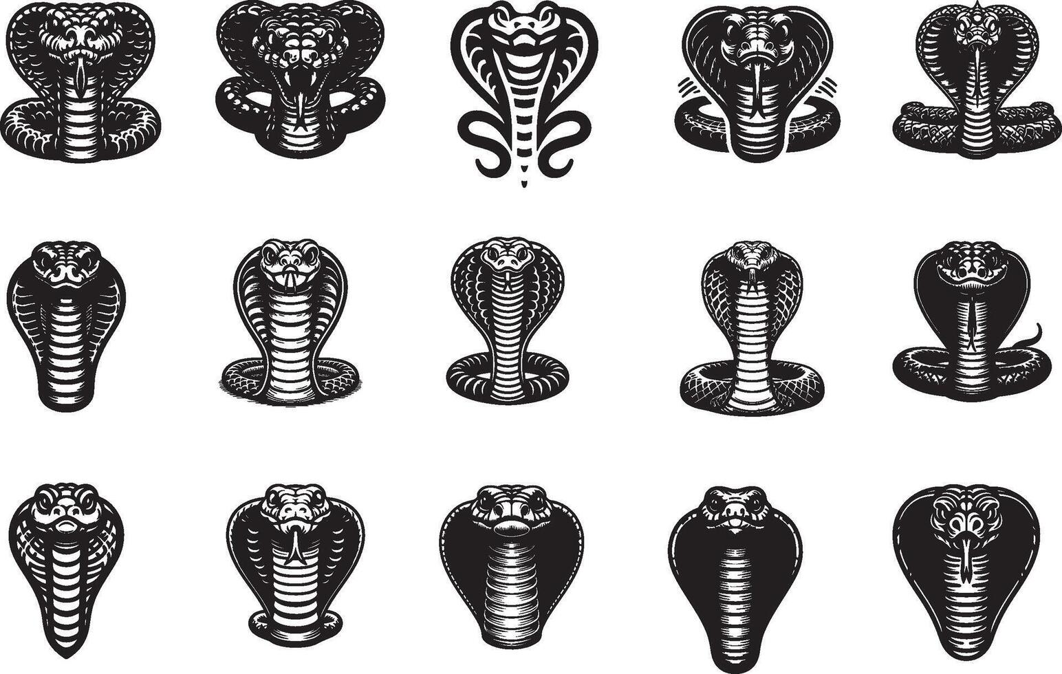 Snake Head Black and White Illustration vector