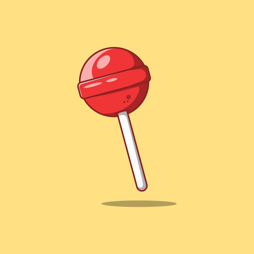 Cute Sweet Red Lollipop. Cartoon Illustration Icon. vector