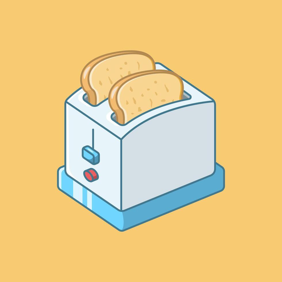 Bread toaster with toasted bread. cartoon icon illustration food. vector
