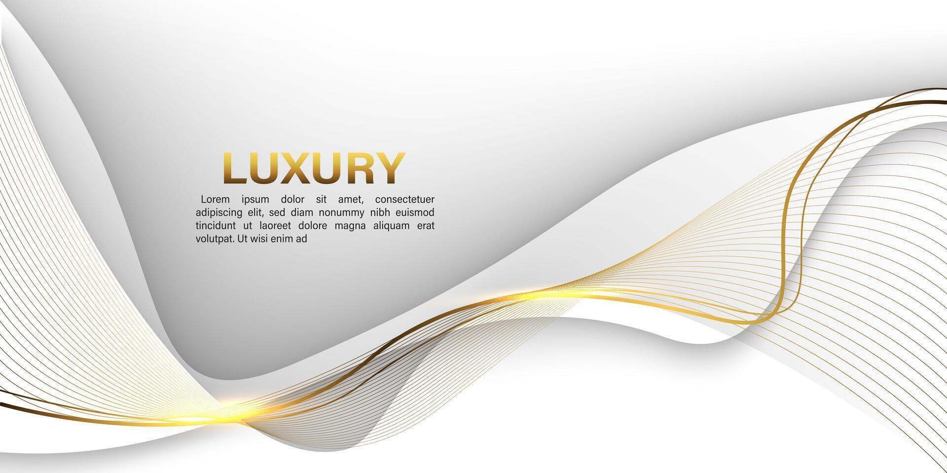 Abstract gold lines curve wavy luxury style on white design modern background vector