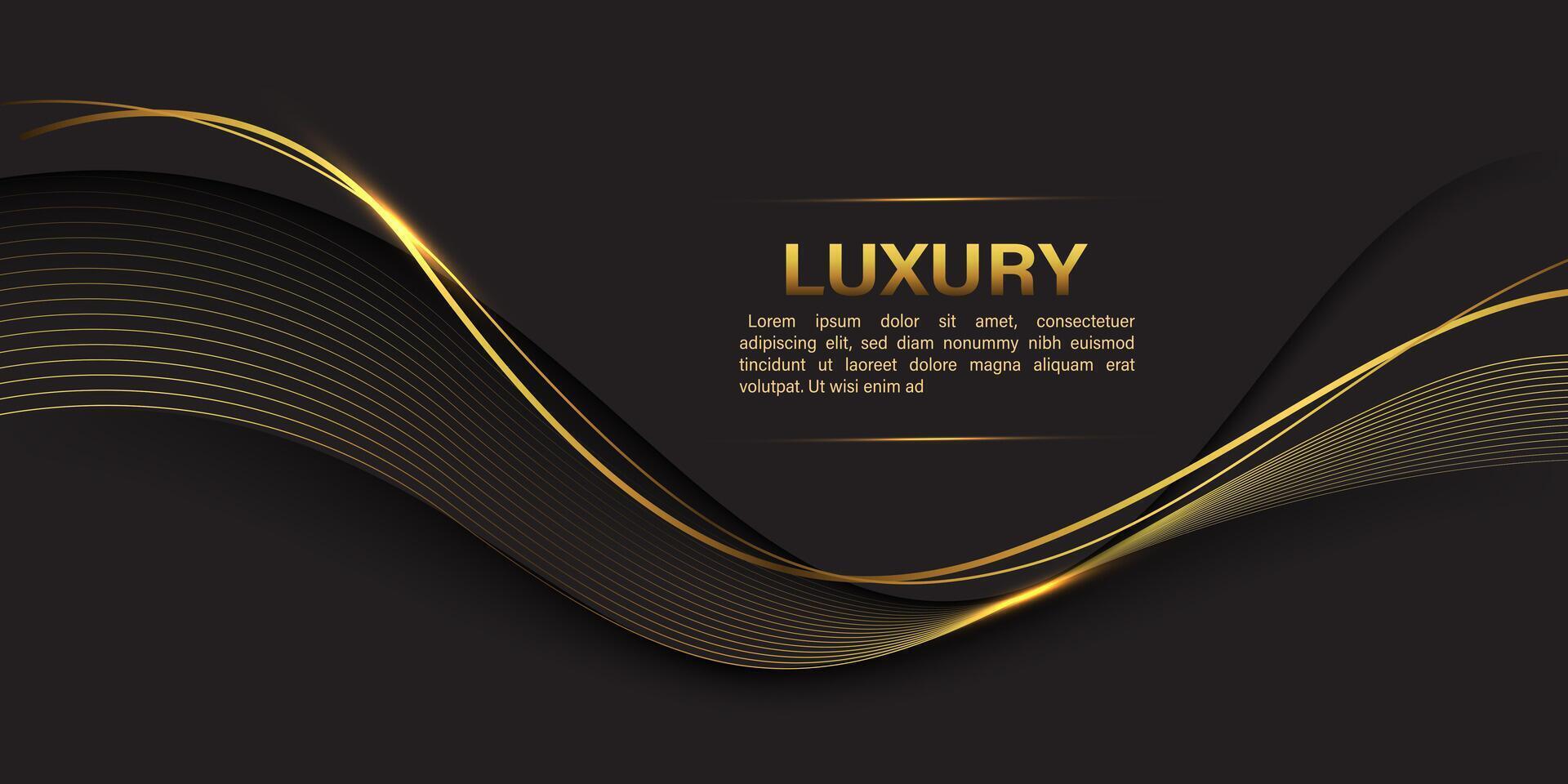 Abstract black gold lines curve wavy luxury style design modern background vector