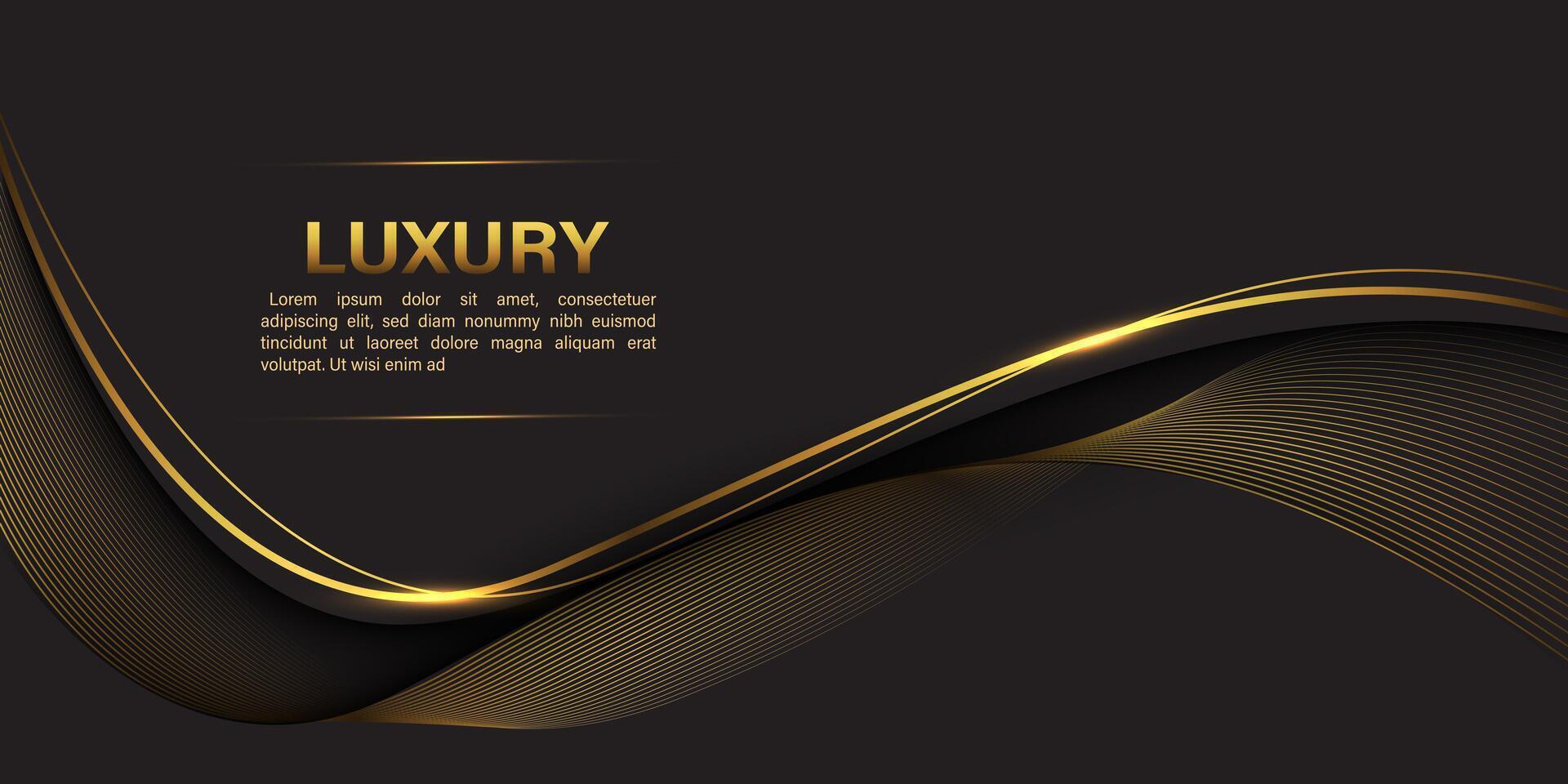 Abstract black gold lines curve wavy luxury style design modern background vector