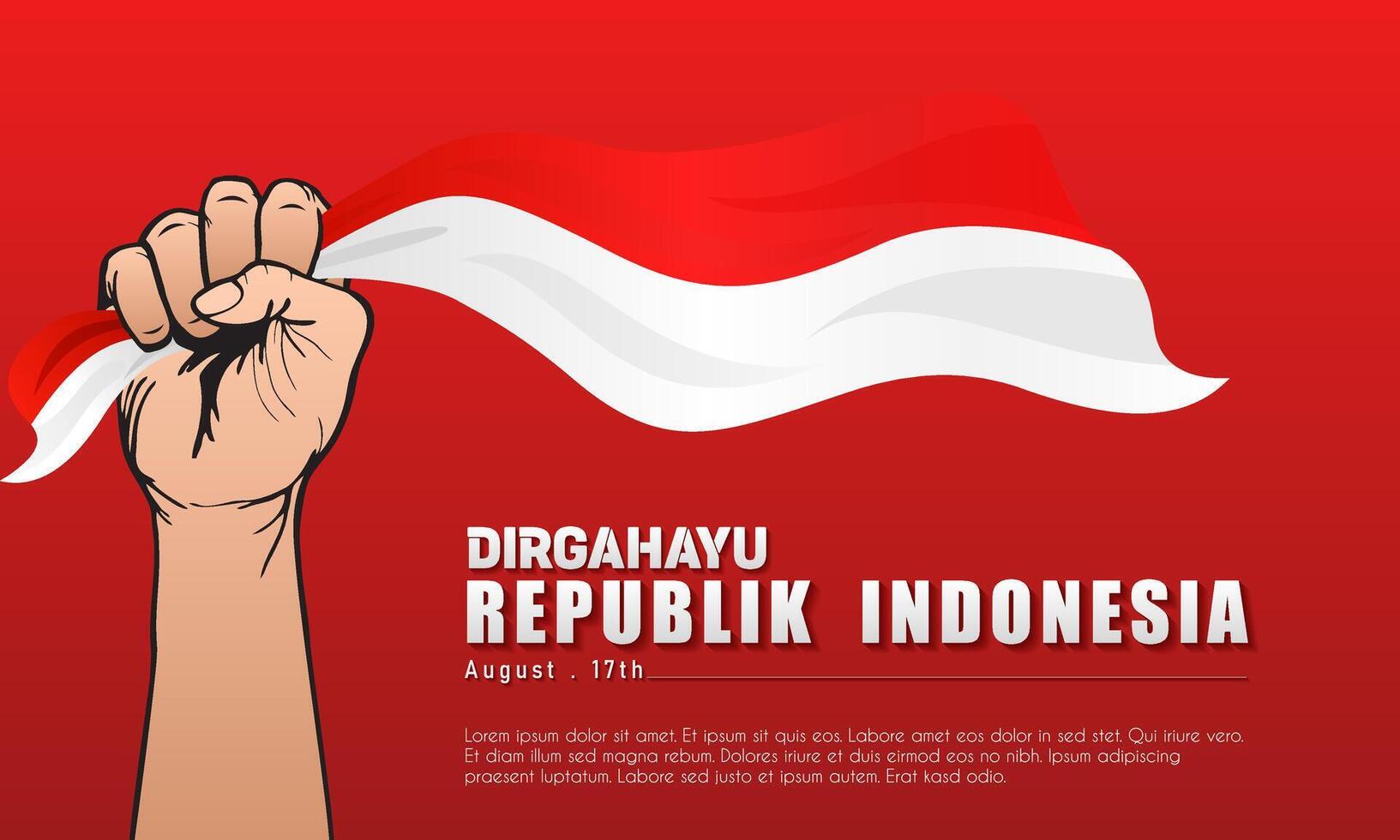 Happy Independence Day Republic Of Indonesia, 17 august. greeting card with red and white design vector