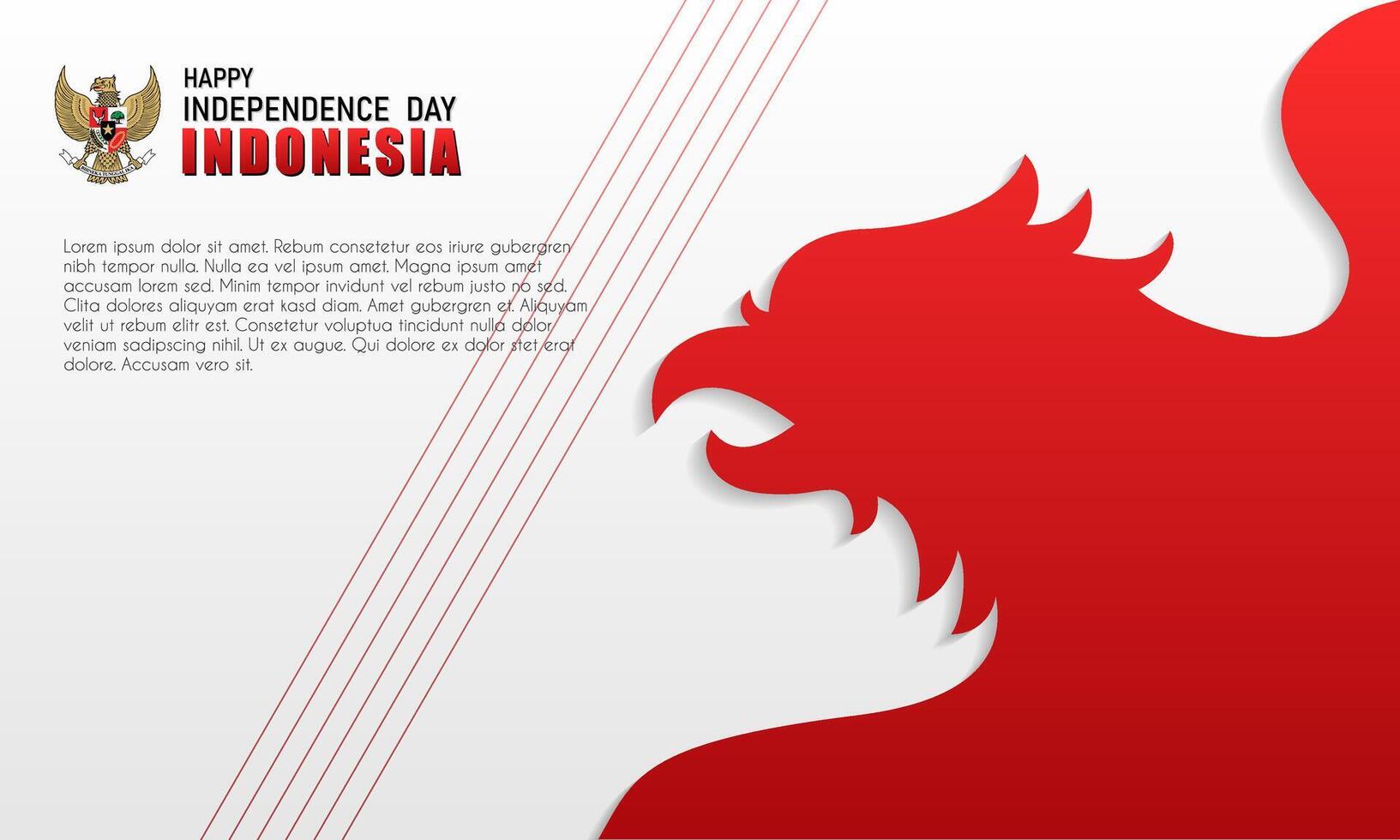 Happy Independence Day Republic Of Indonesia, 17 august. greeting card with red and white design vector