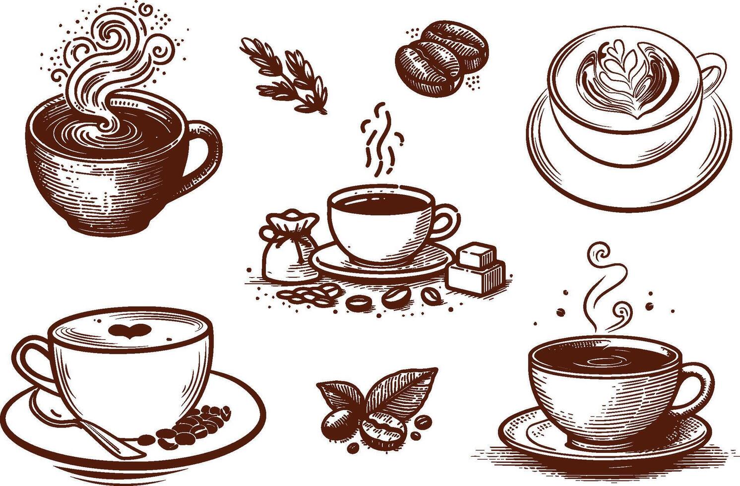 coffee shop logo illustration-luxury simple line art-vintage set for business vector