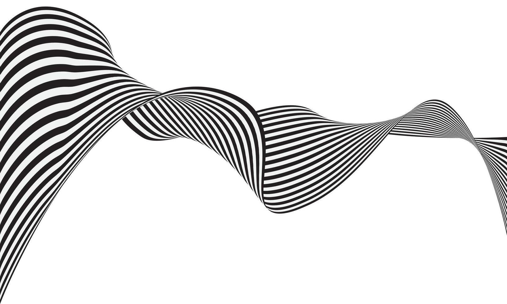 Abstract black white lines wave curve movement 3D style background vector
