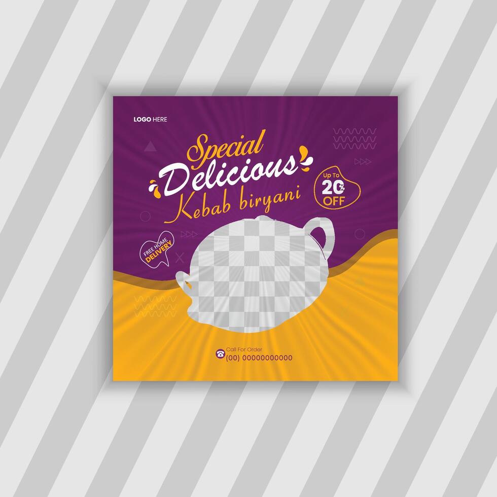 Food And Restaurant Social Media Post Template Design vector