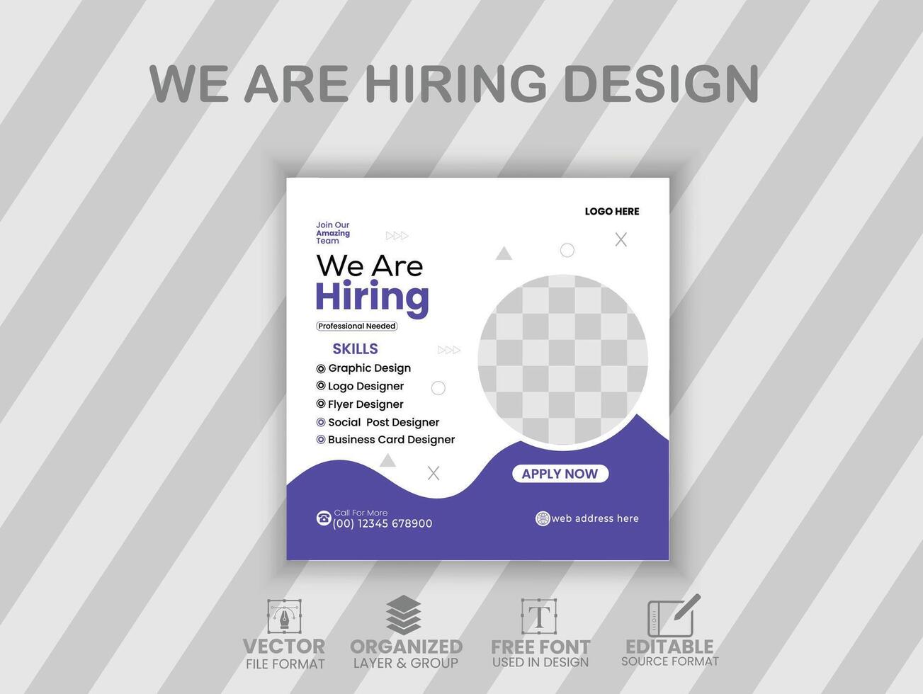 We are hiring job vacancy social media post template Design vector